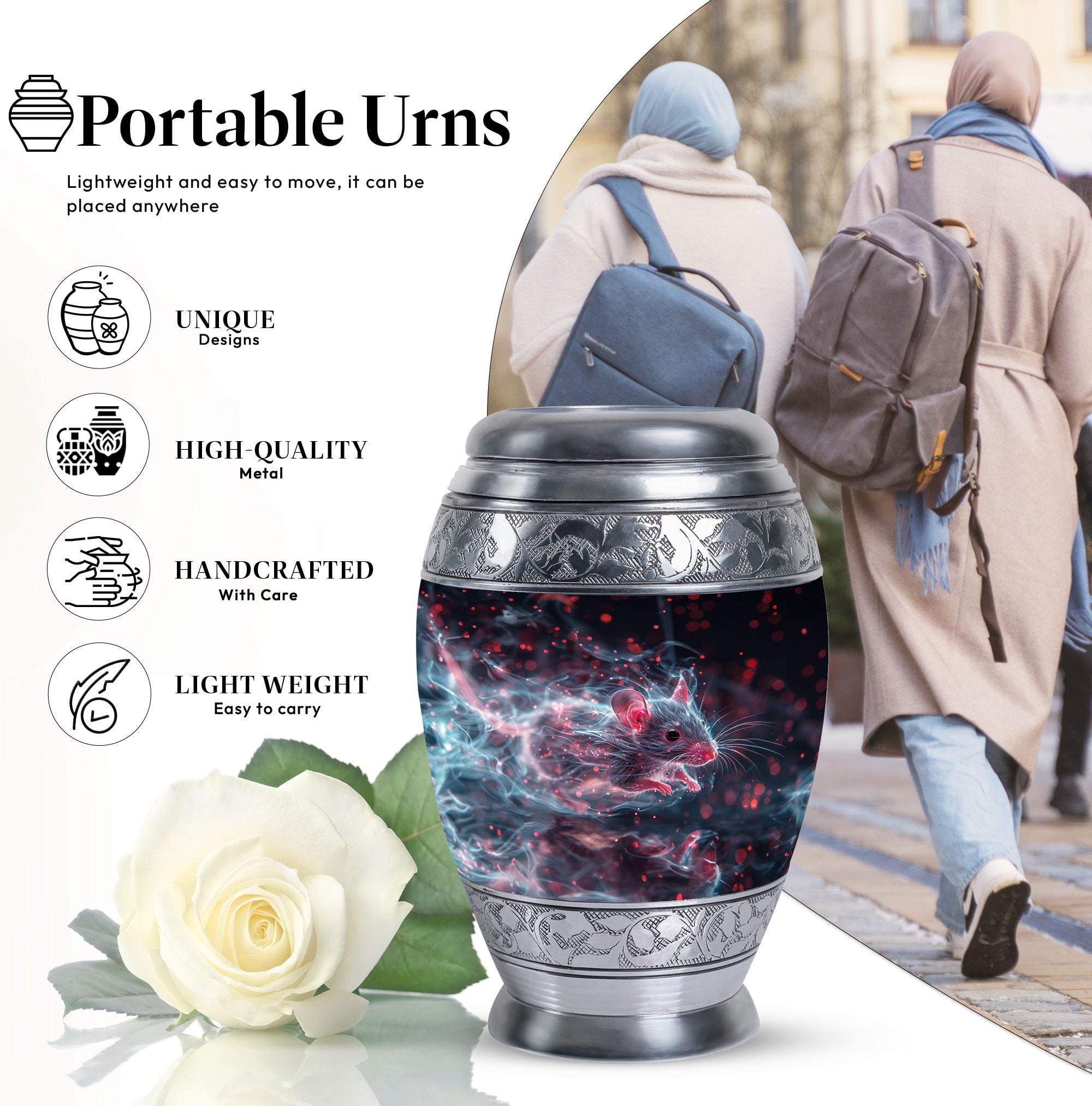 Mouse Urns For Ashes Adult Female, Mini Urns For Human Ashes Keepsake - Burial Urns For Human Ashes Adult Male Dad - Funeral Urns For Adult Ashes Women - Keepsake Urn For Human Ashes 3inch