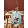 thumbnail image 4 of Table Runner Dresser Scarves Winter Christmas Snowman Holly Cotton Linen Burlap Table Cover Snowflake on Blue Linen Table Runners for Family Kitchen Dining Holiday Party Banquet Decor, 4 of 5