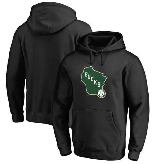Men's Black Milwaukee Bucks Alternate Logo Pullover Hoodie