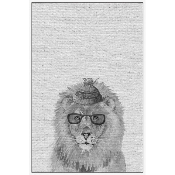 MARMONT HILL - Handmade Funky Lion Floater Framed Print on Canvas 12 x 18