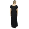thumbnail image 3 of Bimba Women's Asymmetrical Hem Black Summer Maxi Pockets Dress With Scarf-4, 3 of 9