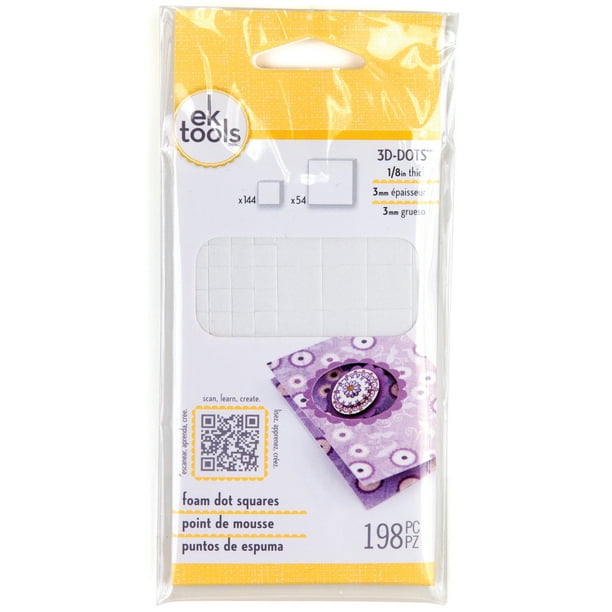 3D Dots Foam Dot Adhesive White Squares .125" Thick 198/Pkg Walmart