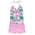 thumbnail image 3 of YEAHDOR Kids Girls 2pcs Floral Prints Swimsuit Halter Swimming Tank Top with Bottoms,Sizes 7-16, 3 of 5