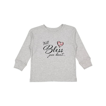 

Inktastic Well Bless your Heart with Floral Print Boys or Girls Long Sleeve Toddler T-Shirt
