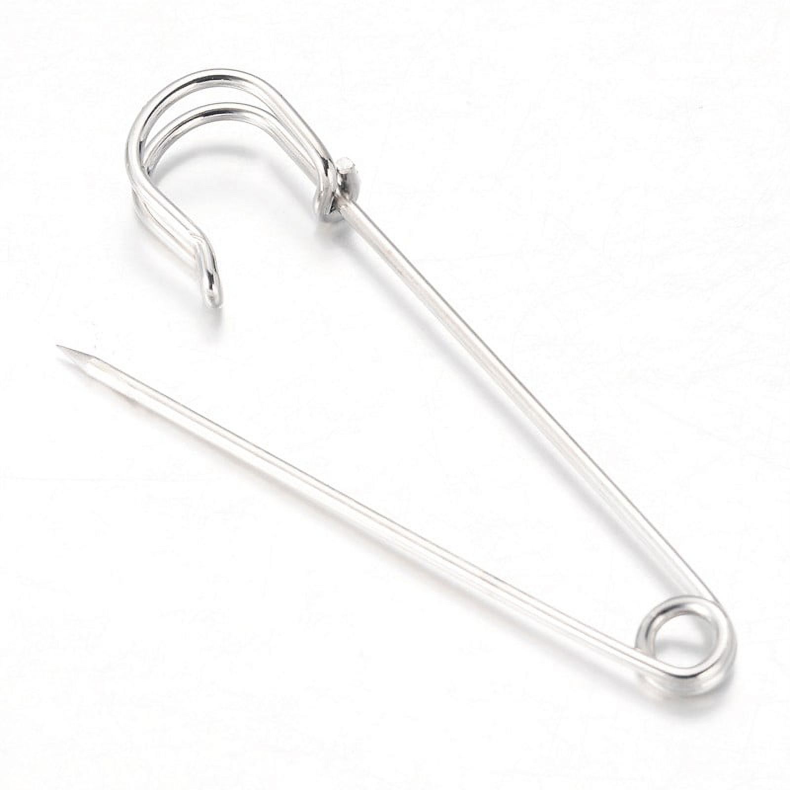 Iron Kilt Pins Safety Pins Pendants Basting Pins Platinum 100pcs 70x18x6mm Hole: 5-6mm