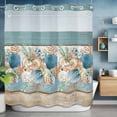 thumbnail image 6 of No Hook Shower Curtains with Snap-in Liner Set, Teal Blue Brown Beach Coastal Waterproof Hotel Style Bathroom Shower Curtain, Nautical Shell Starfish Coral Summer Mesh Top Bath Curtains 66''x72'', 6 of 9