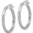 thumbnail image 2 of Sterling Silver Rhod-Plated 2.5mm Polished/Satin Diamond-Cut Hoop Earrings (27 X 25) Made In Mexico qe3556, 2 of 5