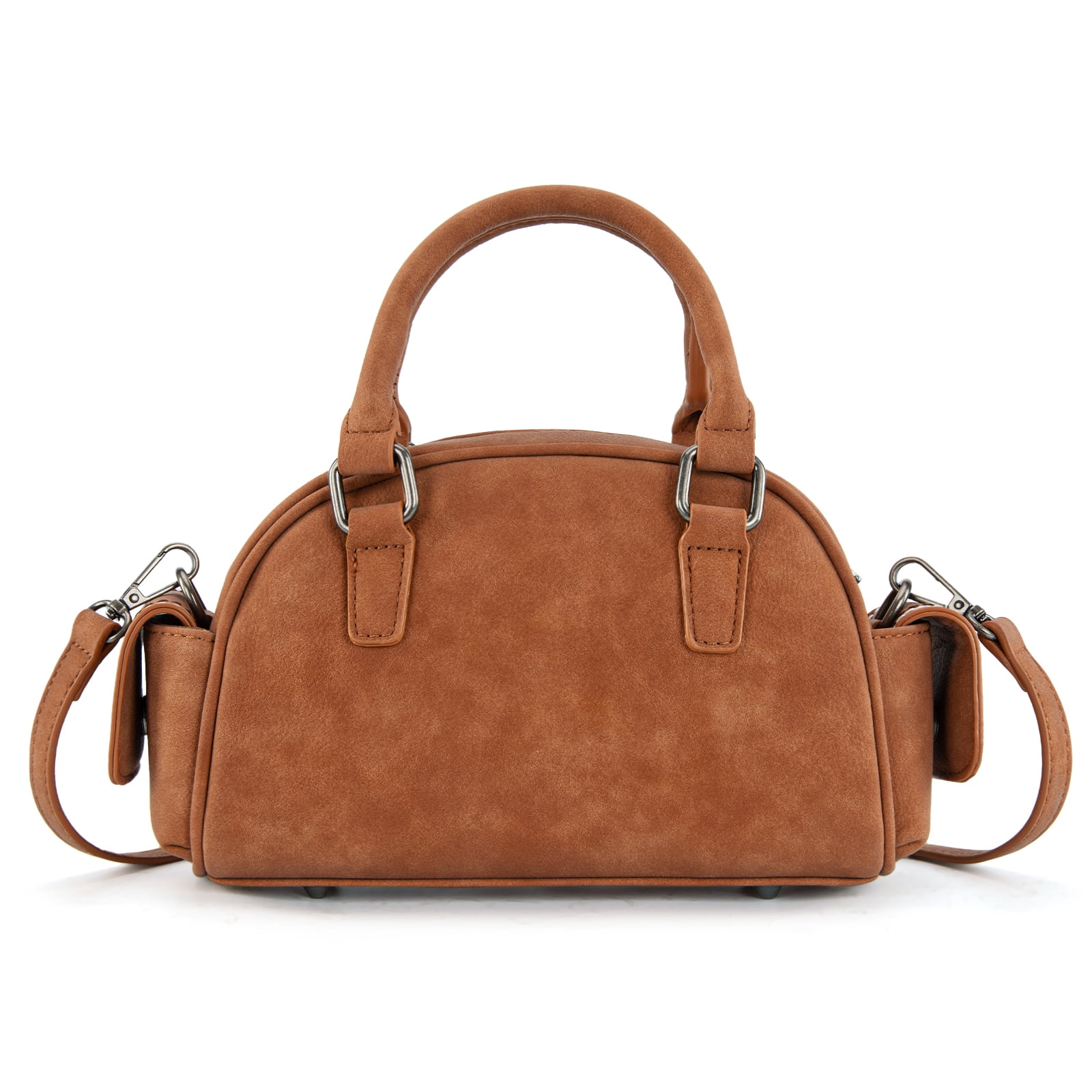Wrangler Small Crossbody Purses for Women Boston Barrel Bag Mini Top Handle Bags with Crossbody Strap, Brown
