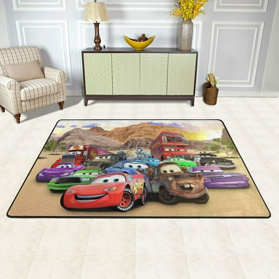 Cartoon Lightning Mcqueen Rugs Washable Cover Floor Rug Carpets Bathroom Decorations For Kitchen Bedroom Indoor Outdoor 72"X48"