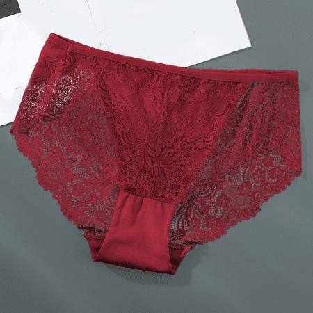 Fulorrnie Underwear for Women Plus Size High Waist Breathable Comfort Panties Cute Briefs Elastic Panty  Red  14