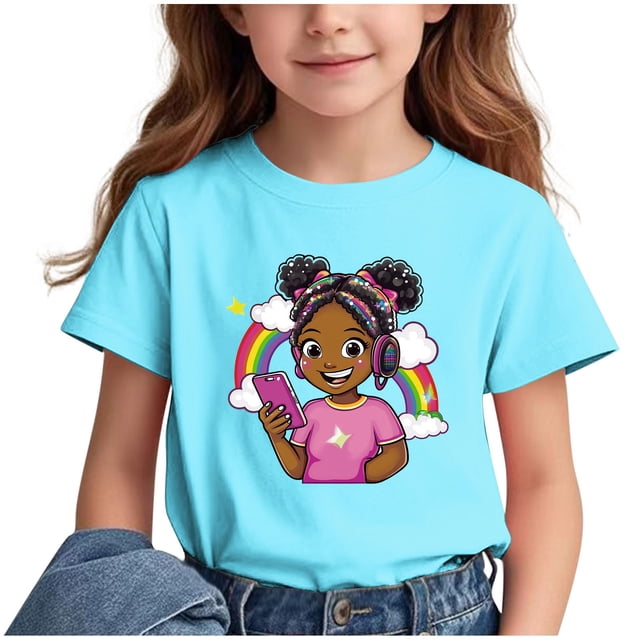 GreatBaby T-shirt Respirant pour Enfants à Manches Courtes pour Garçons Filles Saison de la Rentrée Col Rond Manches Courtes Hauts Décontractés Polyvalents pour l'Extérieur (Bleu Ciel#3, 4 Ans)