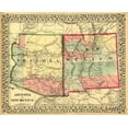 thumbnail image 2 of Vintage Maps 31x26 Black Ornate Wood Framed with Double Matting Museum Art Print Titled - Arizona and New Mexico 1867, 2 of 4