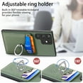 thumbnail image 7 of Cards Holder Wallet Case for Apple Samsung Galaxy Note 10, PU Leather Slim Fit Shell Vintage Cards Slots Ring Holder Stand Easy Grip Phone Case for Samsung Galaxy Note 10, Green, 7 of 7