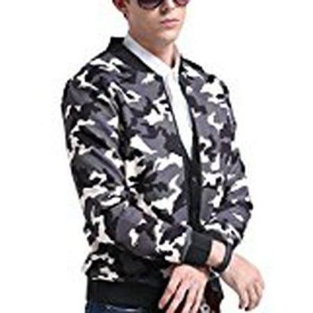 LanLan Rib Bottom Coat Hooded Faux Leather Jackets for Men with Zip Closure Camouflage 3XL