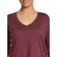 thumbnail image 6 of Terra & Sky Women's Plus Size V-Neck Tee with Long Sleeves, 3-Pack, 6 of 6