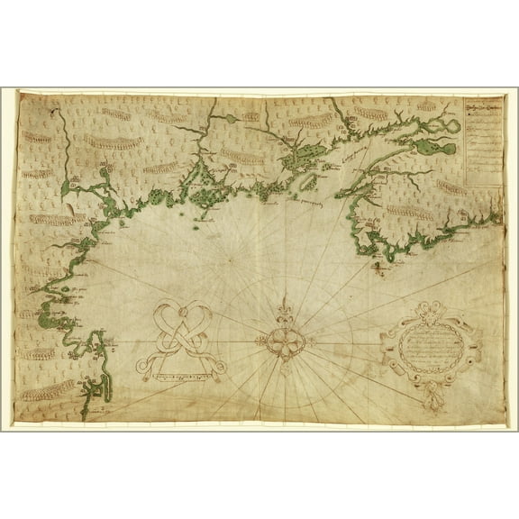 24"x36" Gallery Poster, map of western Nova Scotia to Cape Cod 1607 p1