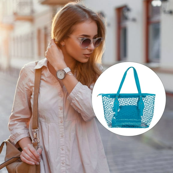 BESTOYARD Clear Beach Bag With Zipper Tote Bag Transparent PU 1Pack for Women Travel