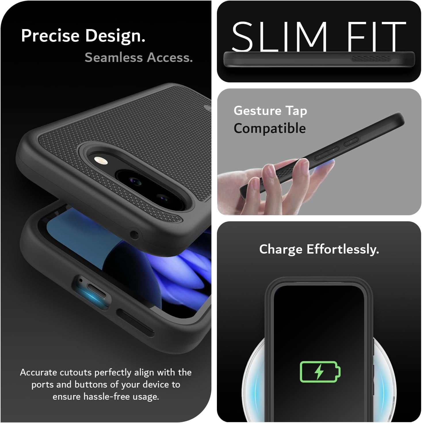 TUDIA MergeGrip for Google Pixel 9A Case 2025 MagSafe Compatible Cover - Black