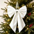thumbnail image 4 of Large White Bow Christmas Decoration Giant Bow Decor Velvet Ribbon Ornament, 9.8 x 7 Inch Christmas Tree Topper for Indoor Home Wedding Party Room Holiday Display, 4 of 5