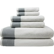 LUNASIDUS Venice Luxury Hotel & Spa Premium 6 pcs Bath Towel Set, 100% Turkish Cotton, Towel Sets, White Towel with Silver Stripe