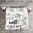 thumbnail image 3 of Ambesonne Inspirational Quilted Bedspread Set 3 Pcs, Tribal Ornaments Word, Queen Size, Black White, 3 of 3