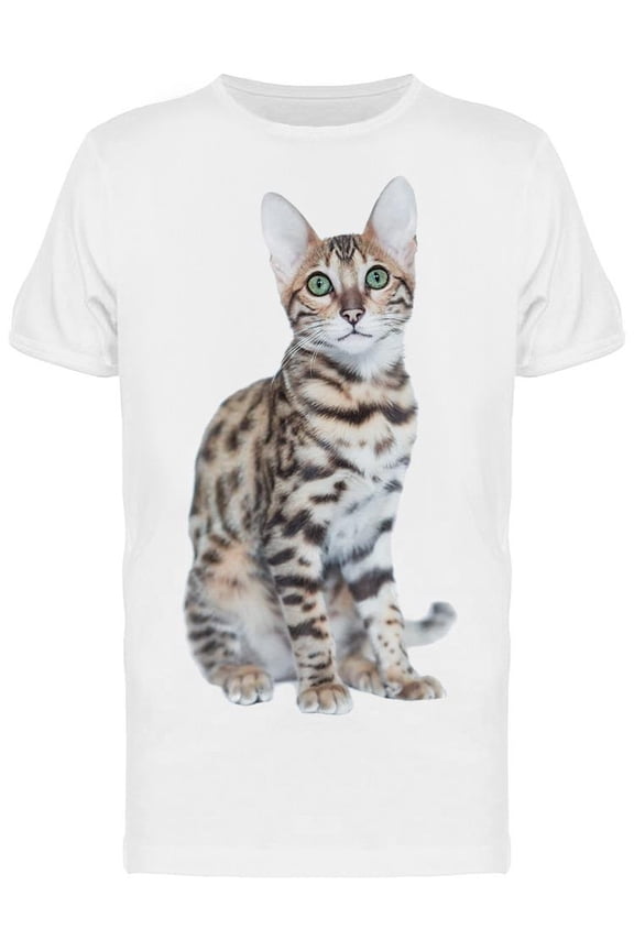 Monochromatic Photo Bengal Cat T-Shirt Men -Image by Shutterstock, Male 3X-Large