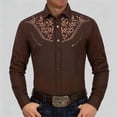 thumbnail image 2 of IWRICH Western Shirts for Men Cowboy Shirts Long Sleeve Printed Country Shirt Slim Fit Button down Shirt Casual Work Wine XL, 2 of 4