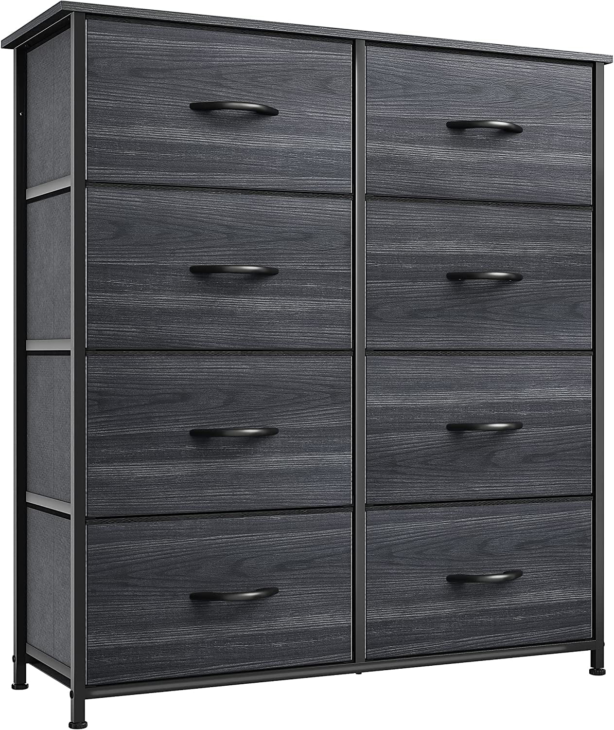 DEXTRUS 8-Drawer Fabric Dresser for Adults, Storage Organizer for Bedroom & Closet, Charcoal Black