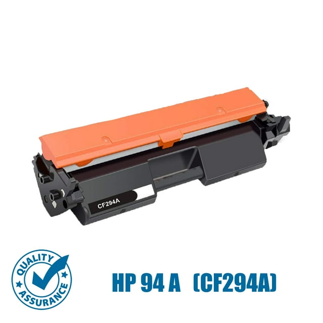 Printer Pro™ HP 94A (CF294A) black toner cartridge for HP LaserJet Pro M118dw, M148dw, and M149fdw printers. Designed for efficient printing with a standard page yield of 1,200 pages. The cartridge features an orange protective cover and black body labeled CF294A, ideal for printer toner replacement. Quality assurance badge displayed in the corner.