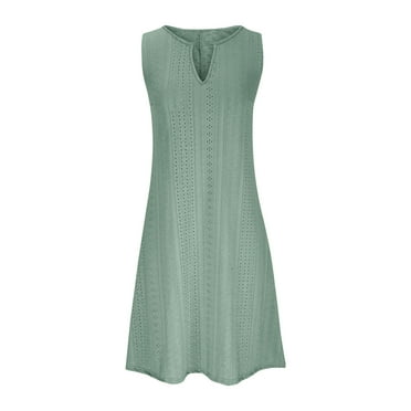 Zeiayuas Womens Dresses Ruffle Sleeveless V Neck Dress Summer