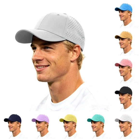 XIAOCHA Men's Solid Baseball Cap Breathable Outdoor Dad Hat Farm Snapback Hat,Light Gray
