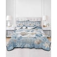 thumbnail image 2 of Twin Quilt Bedding Set, Blue Coastal Reversible Summer Quilt 3 Pieces, Beach Ocean Nautical Seashells Starfish Coral Lightweight Bedspreads Coverlets with 2 Pillow Shams for All Seasons, 2 of 5