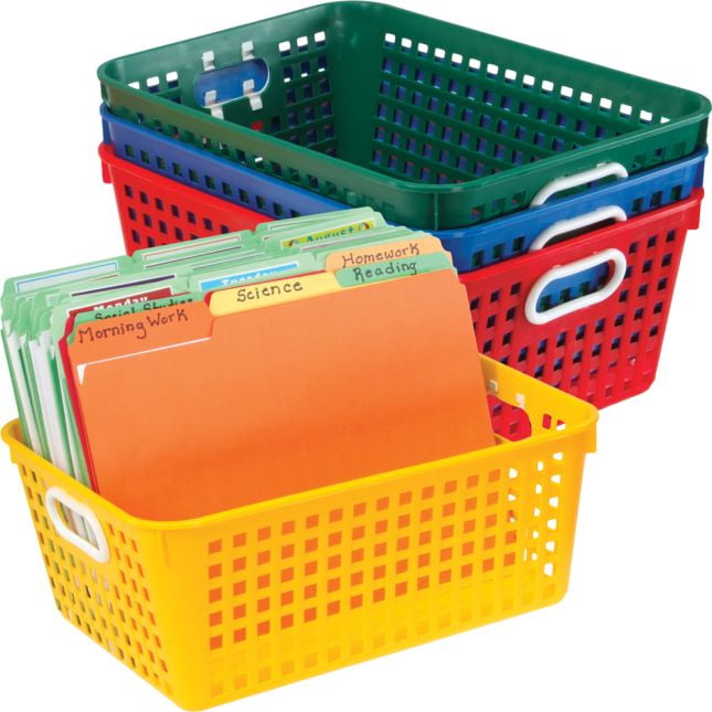 Really Good Stuff Book Baskets, Large Rectangle Primary Colors 4