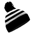 thumbnail image 3 of COUVER Striped Knit Warm Beanie with or without Pom Pom Winter Hats (Black / White), 3 of 8