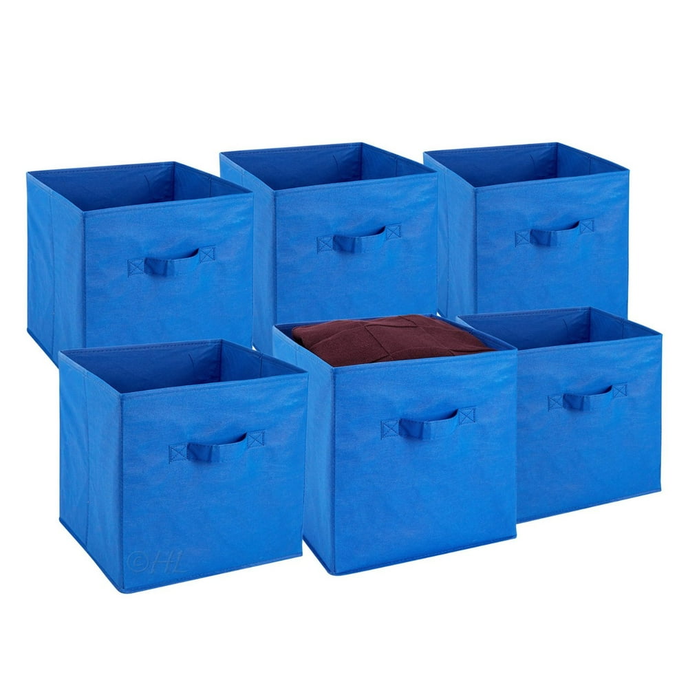Foldable Storage Cube Bins Royal Blue Pack of 6