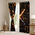 thumbnail image 3 of Erosebridal Orange Gradient Light Curtains Pack of 2 (38x45),Geometric 3D Plaid Black Out Curtains,Neon Lights Curtains for Living Room For Boys,Lightweight Room Decorative, 3 of 7