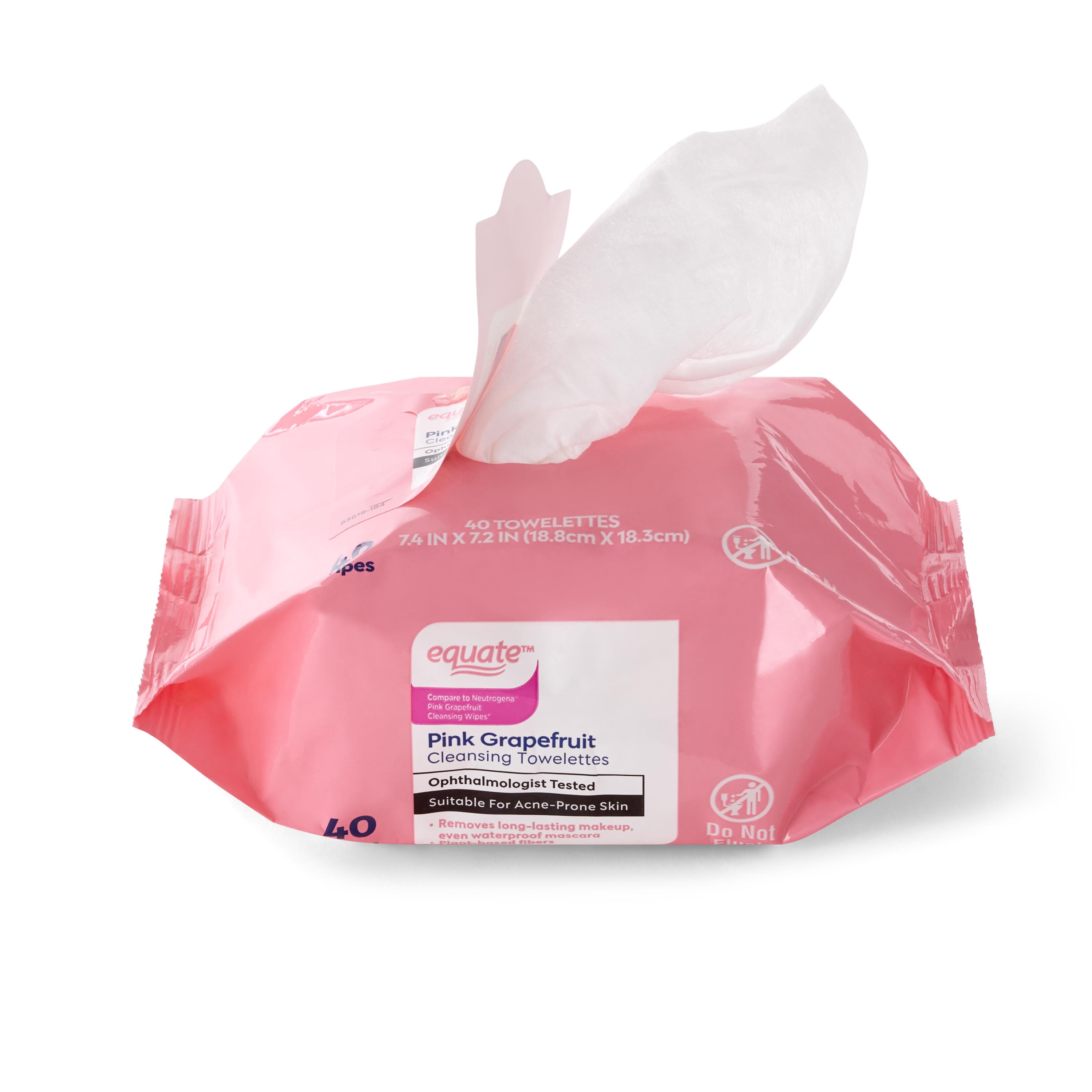 (6 pack) Equate Pink Grapefruit Cleansing Towelettes, 40 Count