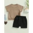 thumbnail image 4 of xiaxaixu Ensemble d'Été pour Garçons Tout-Petits Manches Courtes Col Rond + Shorts Unis à Cordon, 4 of 9