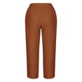 thumbnail image 5 of Lmnyox Women's Wide Leg Capris Stretchy Elastic Waist Cropped Trousers with Pocket Summer Casual Capri Pants, 5 of 5