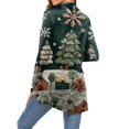 thumbnail image 6 of Women's Fashion Christmas Print Long-Sleeved Pocketed Slim-Fit Cardigan Coat for Holiday Party and Elegant Outerwear,Dark Green,L, 6 of 6