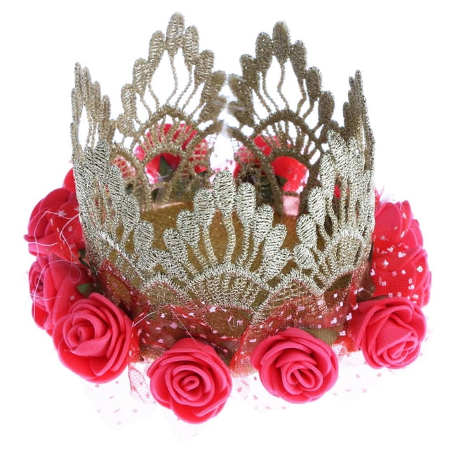 Hermosa niña rosa corona de de cumpleaños accesorios de pelo Sunnimix Sombrero de la corona del cumpleaños