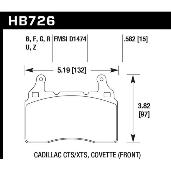 Plaquettes de Frein avant Hawk Performance HB726U.582 pour Chevrolet Corvette DTC-70 2014
