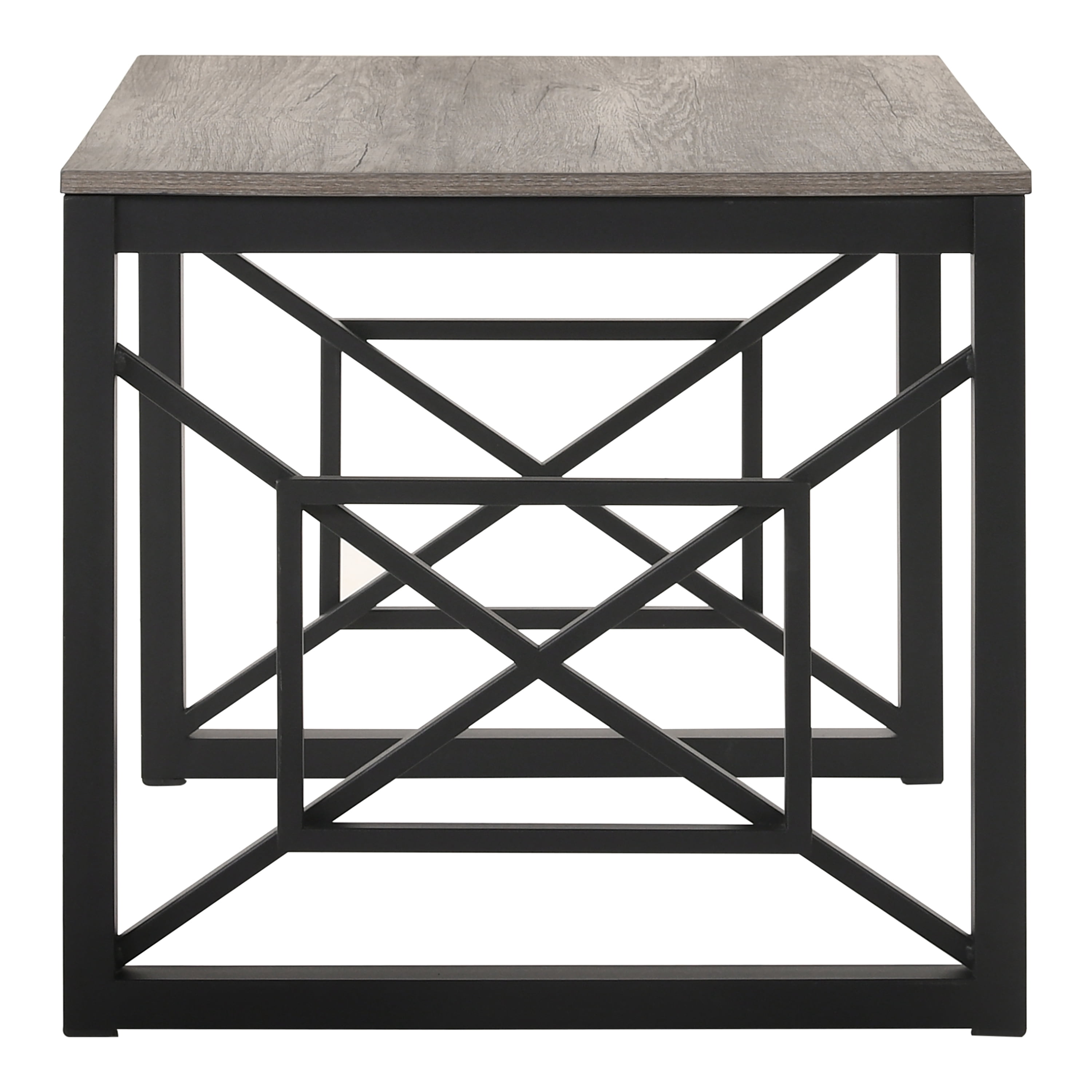 Furniture of America Dexter Wood Top and Metal Gray 2-Piece Coffee Table Set