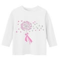 thumbnail image 3 of BRGZLK Girls Cute Tops Breast Cancer Awareness T-Shirts Kids 3/4 Sleeve Loose Round Neck Casual Pullover Top White 12-13 Years, 3 of 4
