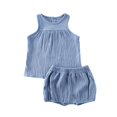 thumbnail image 1 of Baby Solid Color Sleeveless Top + Shorts, Cool and Comfortable Summer 2-Piece Set, 1 of 5