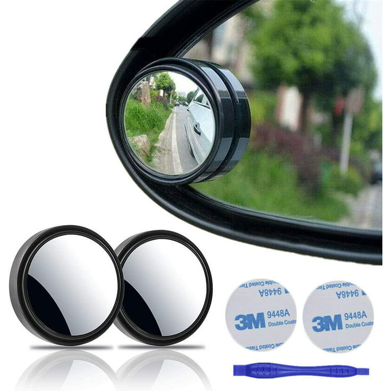 2 Pcs Car Blind Spot Mirror, 2 Round HD Glass Frameless Convex Rear View  Mirror with wide angle Adjustable Stick for Cars SUV and Trucks 
