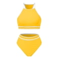 thumbnail image 6 of Huowey 2PCS Swimsuit For Women Tops High Waisted Bikini Sets Sporty Color Block Bathing Suit Resort Swim Wear Honeymoon Cruise Trendy Wear, 6 of 9