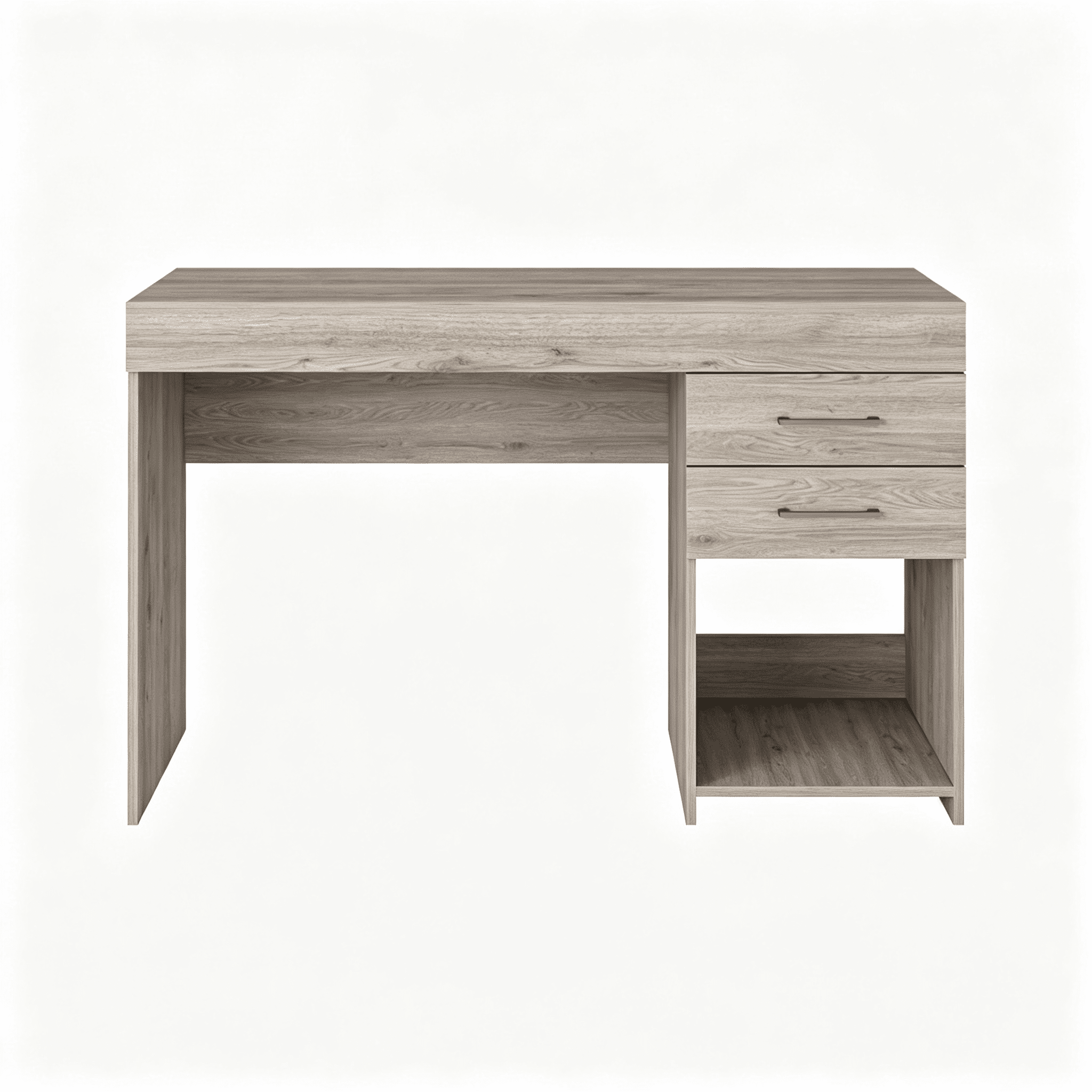 Astoutdoor Two Drawer Computer Desk with Lower Shelf, Light Gray