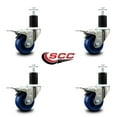 thumbnail image 2 of 3 Inch Solid Poly Swivel 1-3/4 Inch Expanding Stem Caster Set Total Lock Brake, 2 of 2