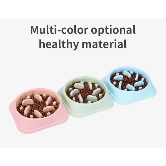 Set of 2 Pet Cat Dog Slow Down Eating Food Water Feeding Bowl